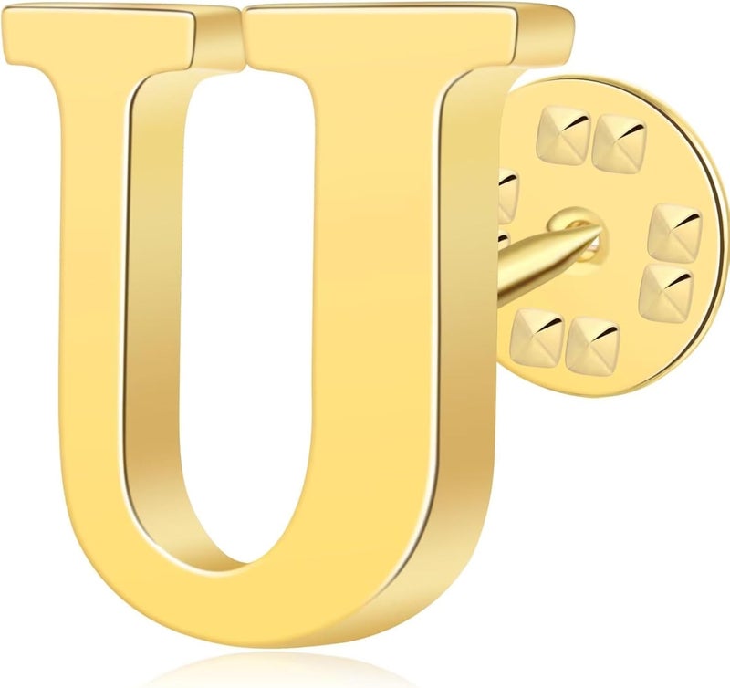 ETHOON Initial Letter Lapel Pins for Men Women Personalized Name Brooch Pins for Men Suits Hats Metal Button Pins Gold A-Z - Image 1